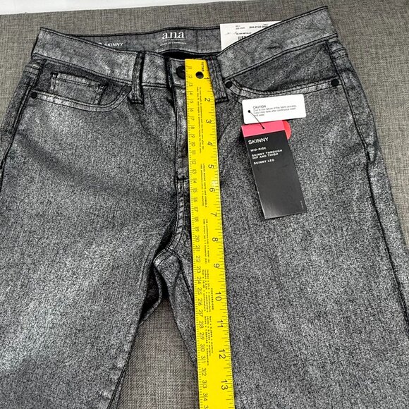 NEW! a.n.a A New Approach Skinny Metallic Pants Size 2 Mid Rise Cotton Blend $49 - Picture 9 of 14